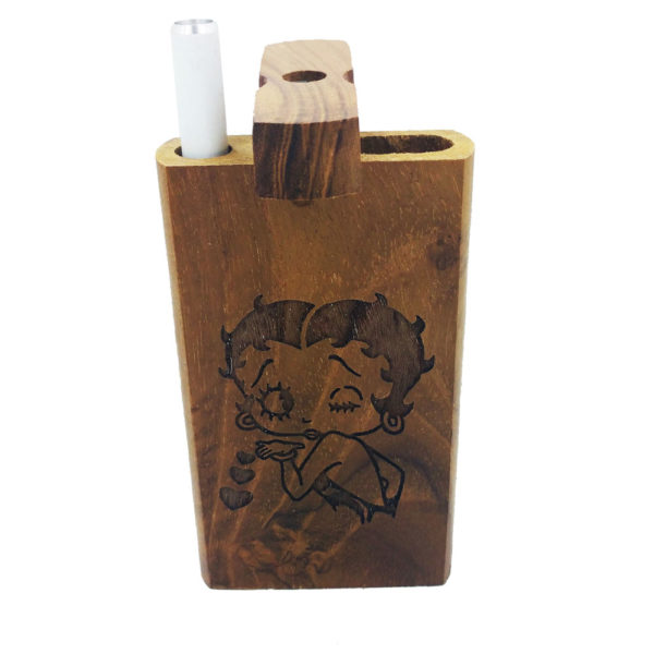 Wood Hitter Dugout with laser etched Bettty Boop Theme and FREE 3" Reusable Aluminum Cigarette