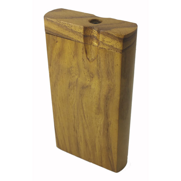 Front and Top View of a Blank Wood Hitter Box with 3" Reusable Aluminum Cigarette