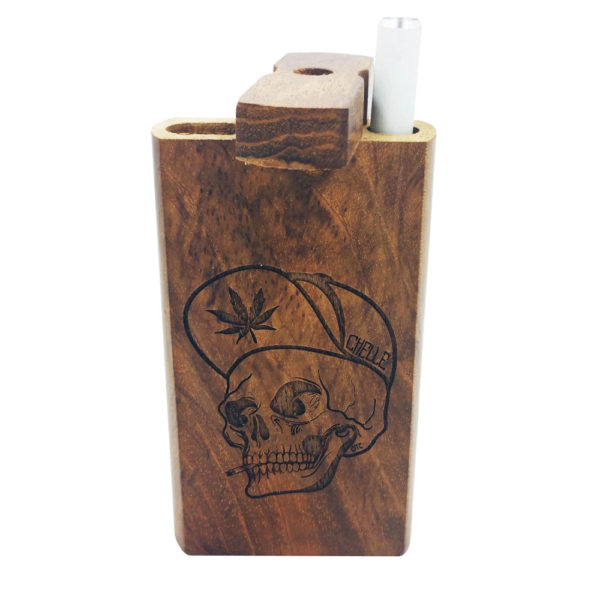 One Hitter Dugout with Laser Etched Hip Skull Theme and FREE 3" Reusable Aluminum Cigarette