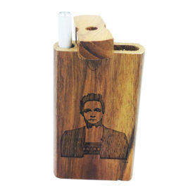Wood Hitter Box with Johnny Cash Mugshot Theme Laser Etched and FREE 3" Reusable Aluminum Cigarette