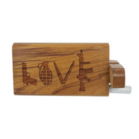 Wood One Hitter Box with Laser Etched Love Theme and FREE 3" Reusable Aluminum Cigarette