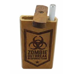 Zombie Outbreak Laser Etched Wood Dugout with Reusable Aluminum Cigarette