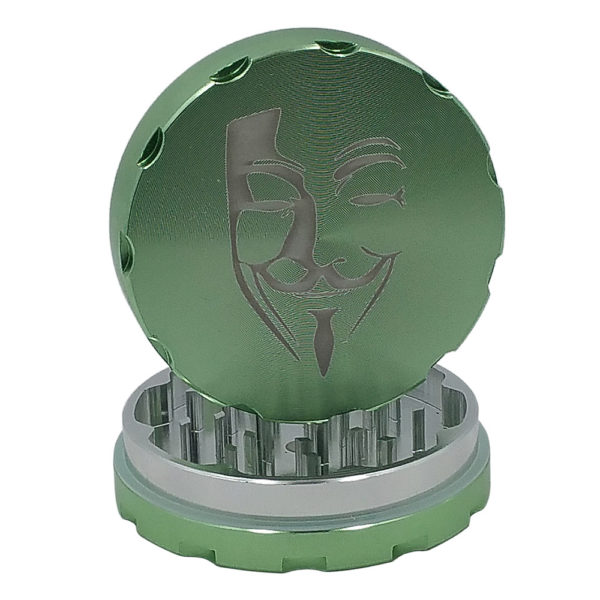 Green 2 Piece Aluminum Guy Fawkes Anonymous Mask 420 Grinder