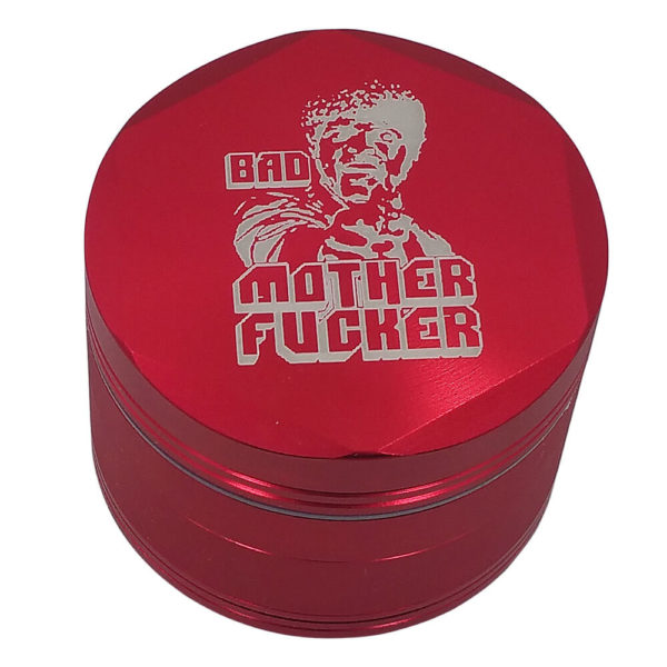4Piece Bad MotherFucker Pot Grinder with Kief Catcher and Free Scraper in Red