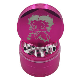 4Piece Pink Betty Boop Kisses Weed Grinder with Kief Catcher and Free Scraper