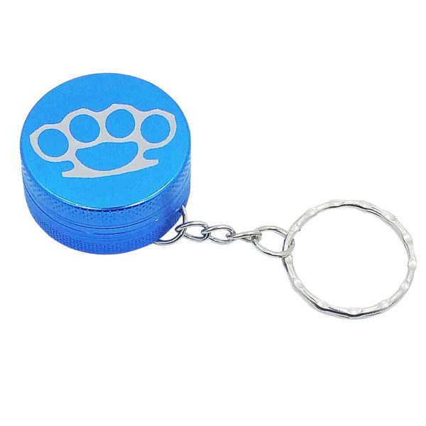 Small Keychain grinder Brass Knuckles blue