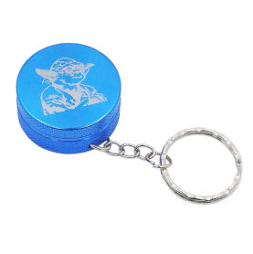 Small two piece blue Yoda keychain grinder