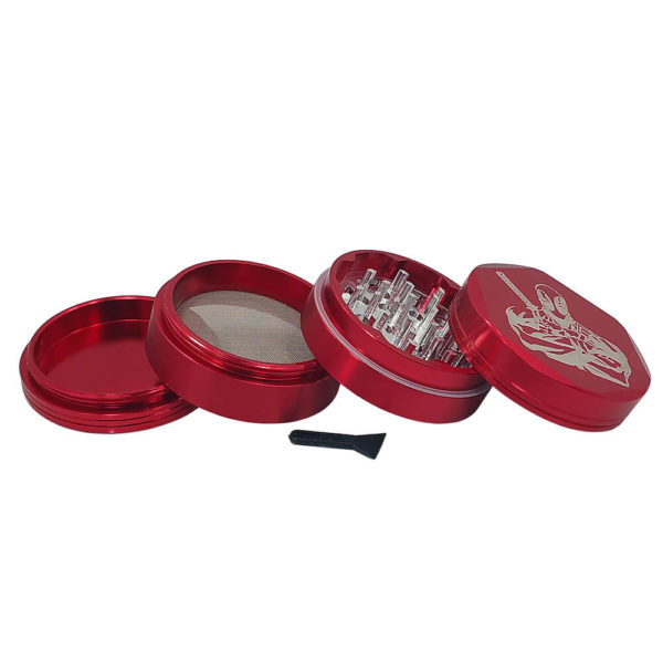 4Piece Red Deadpool Weed Grinder with Kief Catcher and Free Scraper