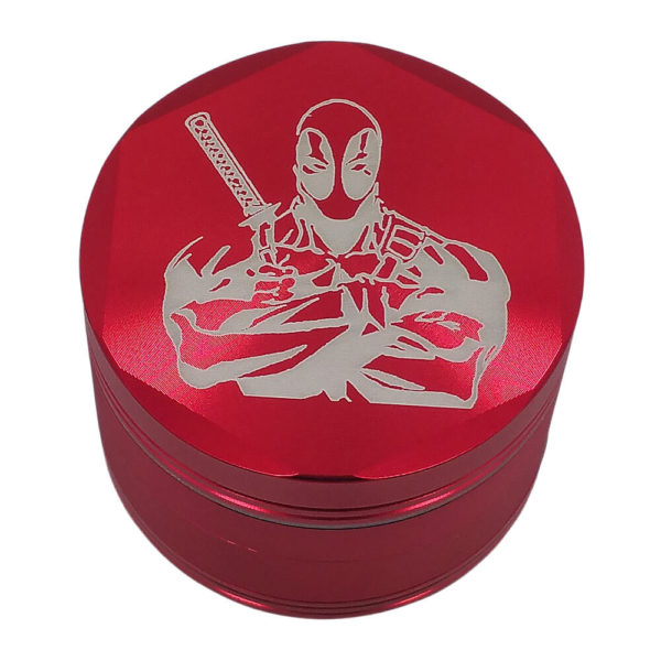 4Piece Red Deadpool 420 Grinder with Kief Catcher and Free Scraper