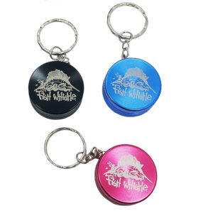 Custom Keychain Grinders assorted colors personalized art sample