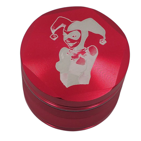 4Piece Red Harley Quinn Smoke Grinder with Kief Catcher and Free Scraper