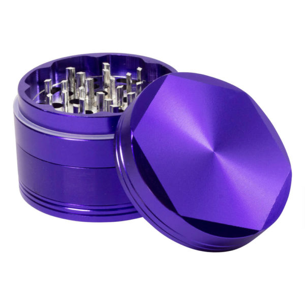 Purple 4-piece metal hex grinder example for herb