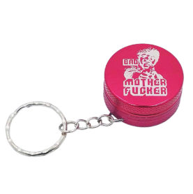 small red two piece keychain grinder Bad Mother F#ck*r