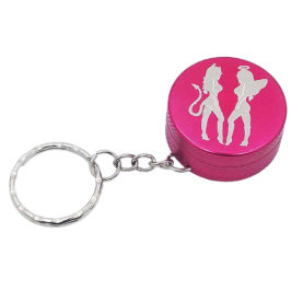 Mini keychain grinder two piece Devil Angel Silhouette red