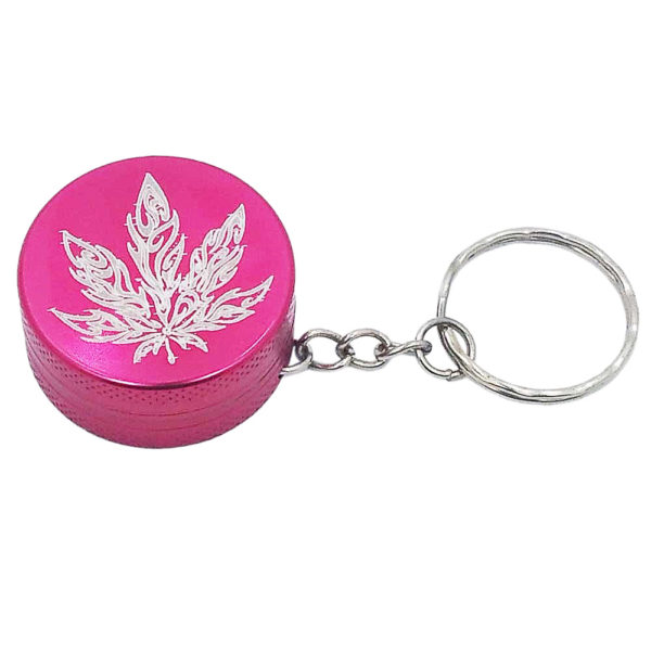 Small two piece keychain grinder tribal pot leaf red