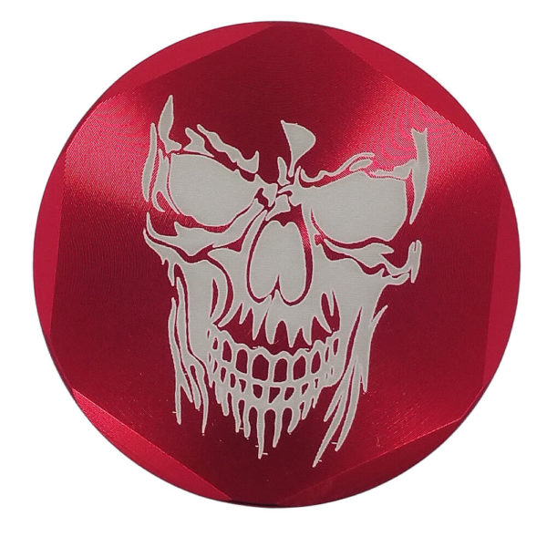 4Piece Evil Skull Weed Grinder in Red with Kief Catcher and Free Scraper