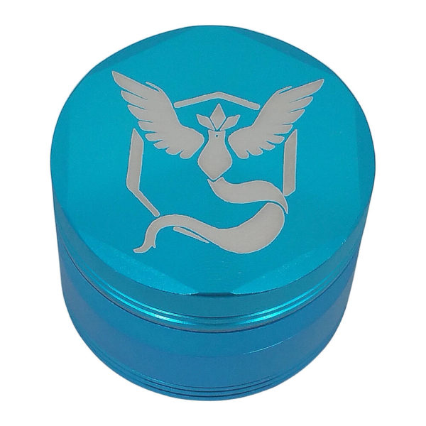 4Piece Articuno Team Mystic Weed Grinder in Blue with Keef Catcher and Free Scraper