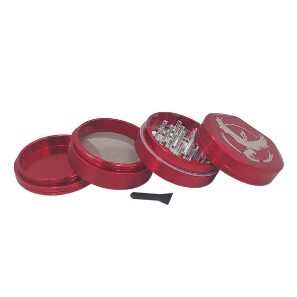 4Piece Moltres Team Valor Weed Grinder in Red with Keef Catcher and Free Scraper