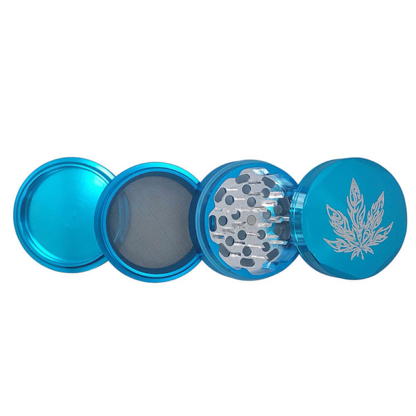 4Piece Tribal Tattoo Style Weed Leaf Herb Grinder with Kief Catcher and Free Scraper