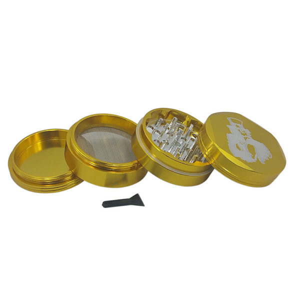 4Piece Gold Anonymous Uncle Sam Herb Grinder with Kief Catcher and Free Scraper