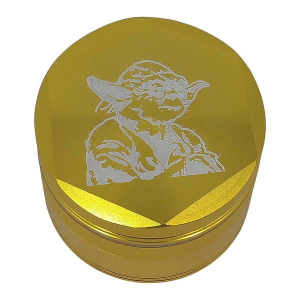 4Piece Gold Yoda Smoke Grinder with Kief Catcher and Free Scraper