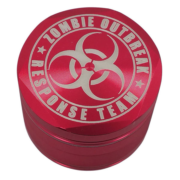 4Piece Red Zombie Outbreak Weed Grinder with Kief Catcher and Free Scraper