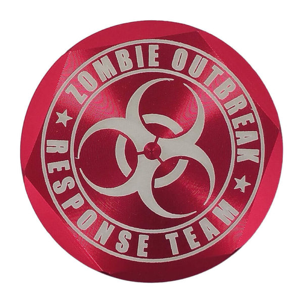 4Piece Red Zombie Outbreak Hemp Grinder with Kief Catcher and Free Scraper