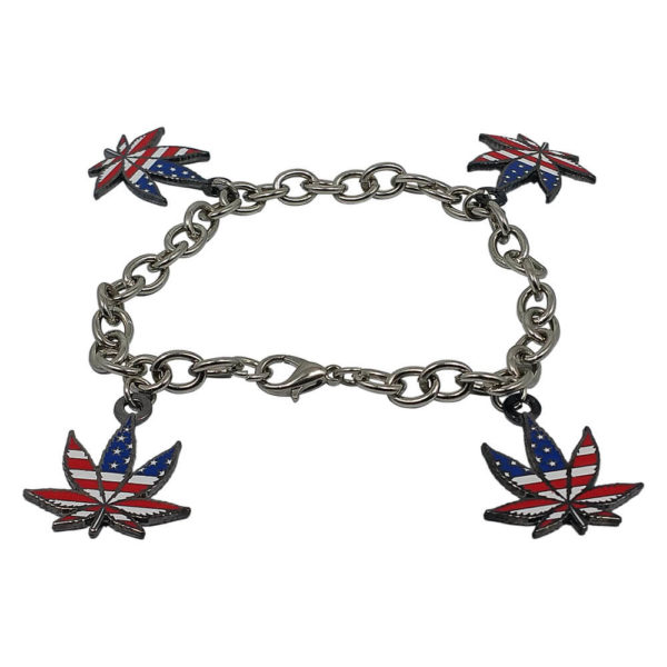 jewelry bracelet with charms american flag weed leaf sample
