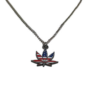 American Flag Pot Leaf charm with chain