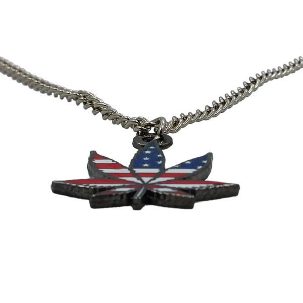 American Flag Pot Leaf Necklace