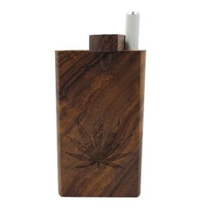 Wood One Hitter Box with Laser Etched American Flag Pot Leaf Theme and FREE 3" Reusable Aluminum Cigarette