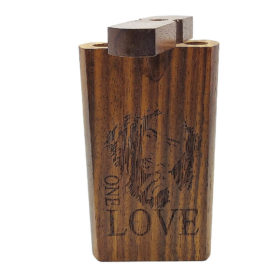 Wood One Hitter Box with Laser Etched Bob Marley Theme and FREE 3" Reusable Aluminum Cigarette