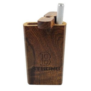 Wood One Hitter Box with Laser Etched Boston Strong Theme and FREE 3" Reusable Aluminum Cigarette
