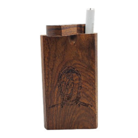 Wood One Hitter Box with Laser Etched C3PO Theme and FREE 3" Reusable Aluminum Cigarette