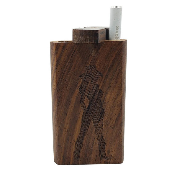 Wood One Hitter Box with Laser Etched Cowgirl Silhouette Theme and FREE 3" Reusable Aluminum Cigarette