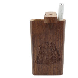 Wood One Hitter Box with Laser Etched Darth Vader Theme and FREE 3" Reusable Aluminum Cigarette