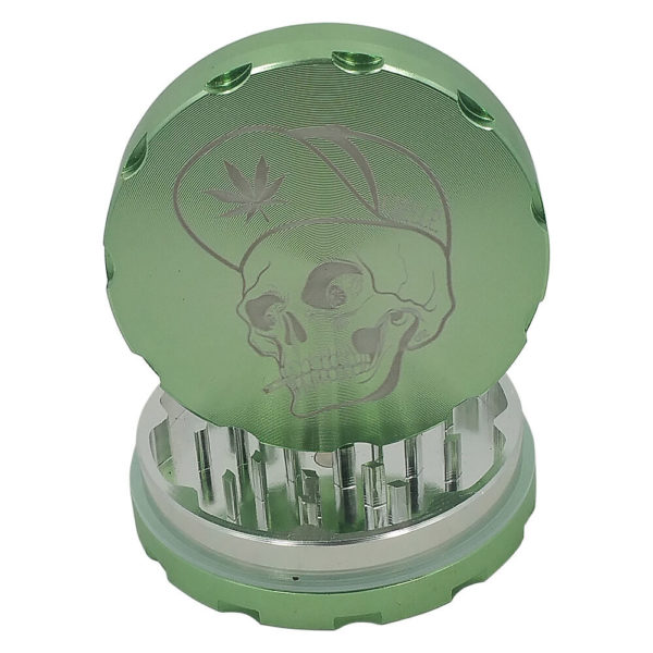 Skull with pot hat 2 piece herb grinder