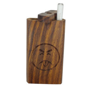 Wood One Hitter Box with Laser Etched Mr Yuk Theme and FREE 3" Reusable Aluminum Cigarette
