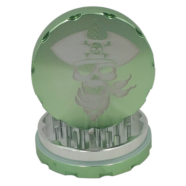 green Skull Pirate 2 piece pot grinder