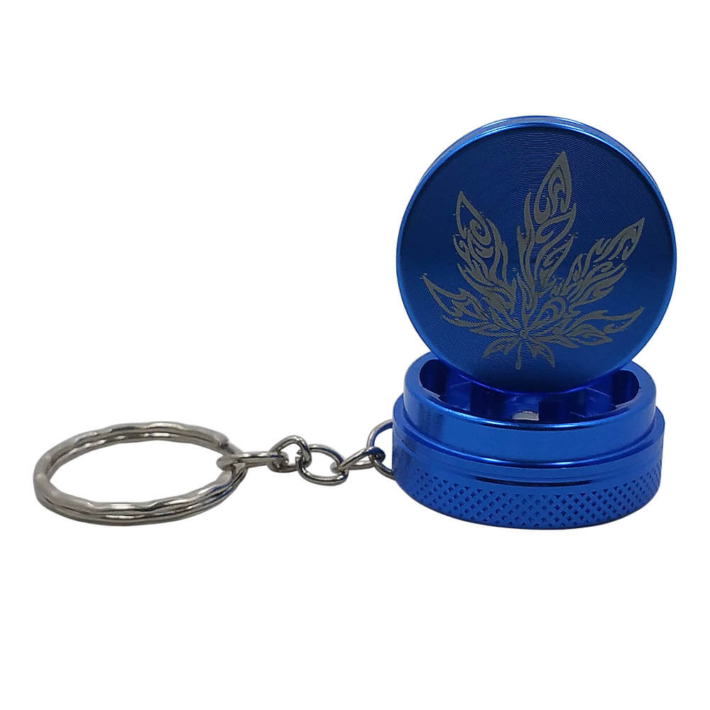 Tribal Pot Leaf Keychain Grinder In Black Blue Red Get Yours Today