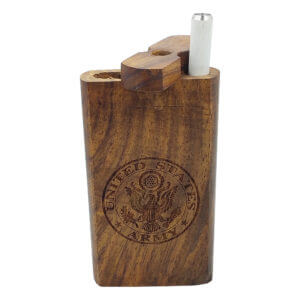 Wood One Hitter Box with Laser Etched US Army Theme and FREE 3" Reusable Aluminum Cigarette