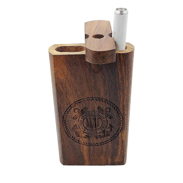 Wood One Hitter Box with Laser Etched US Coast Guard Theme and FREE 3" Reusable Aluminum Cigarette