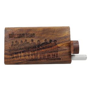 Wood One Hitter Box with Laser Etched Walking Dead Theme and FREE 3" Reusable Aluminum Cigarette