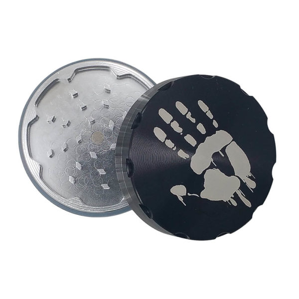 black 2 piece zombie handprint herb grinder