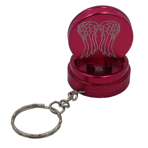 Mini Angel Wings Keychain Grinder Magnetic Two Piece Red
