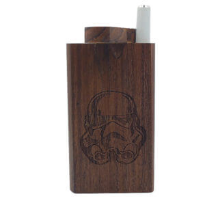 Wood One Hitter Box with Laser Etched Storm Trooper Theme and FREE 3" Reusable Aluminum Cigarette