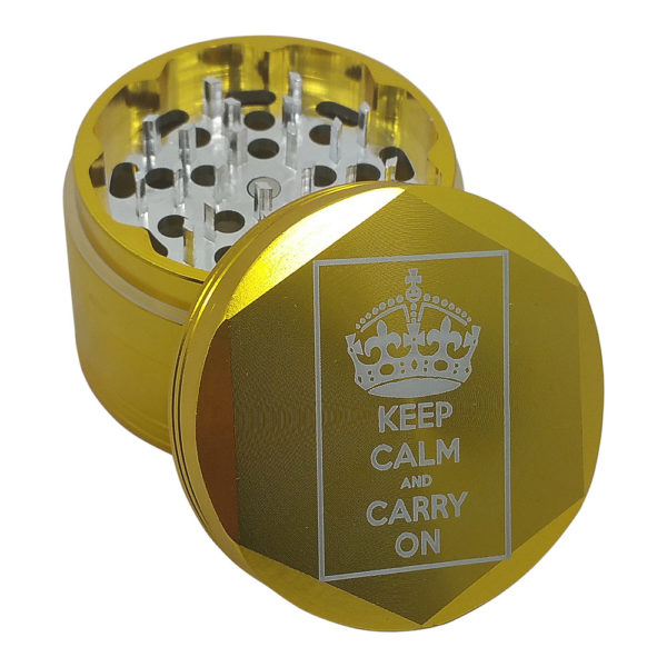 4 Piece Keep Calm and Carry On Hex Grinder
