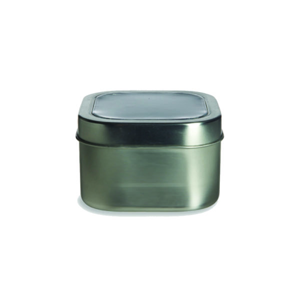 8 ounce blank stash tin with clear slip top lid