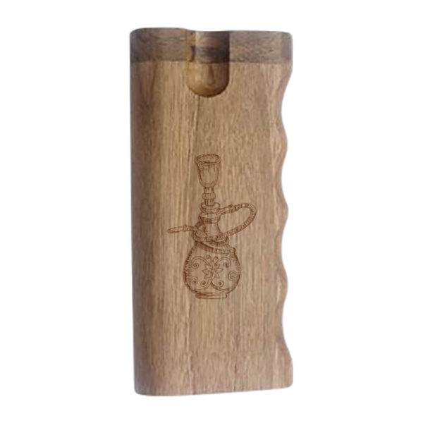 customizable 4 inch natural wooden dugout with hookah logo